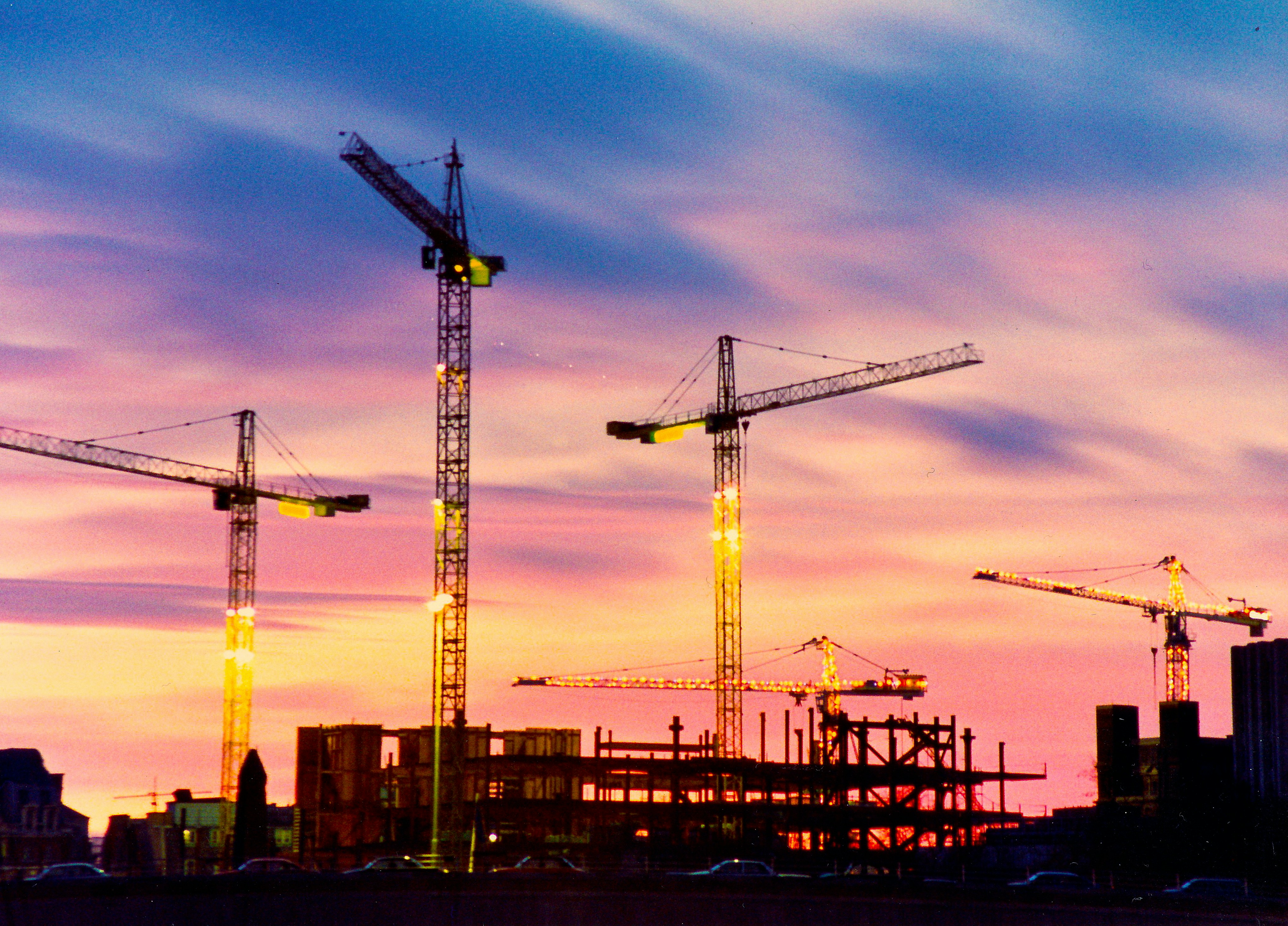 Construction at sunset