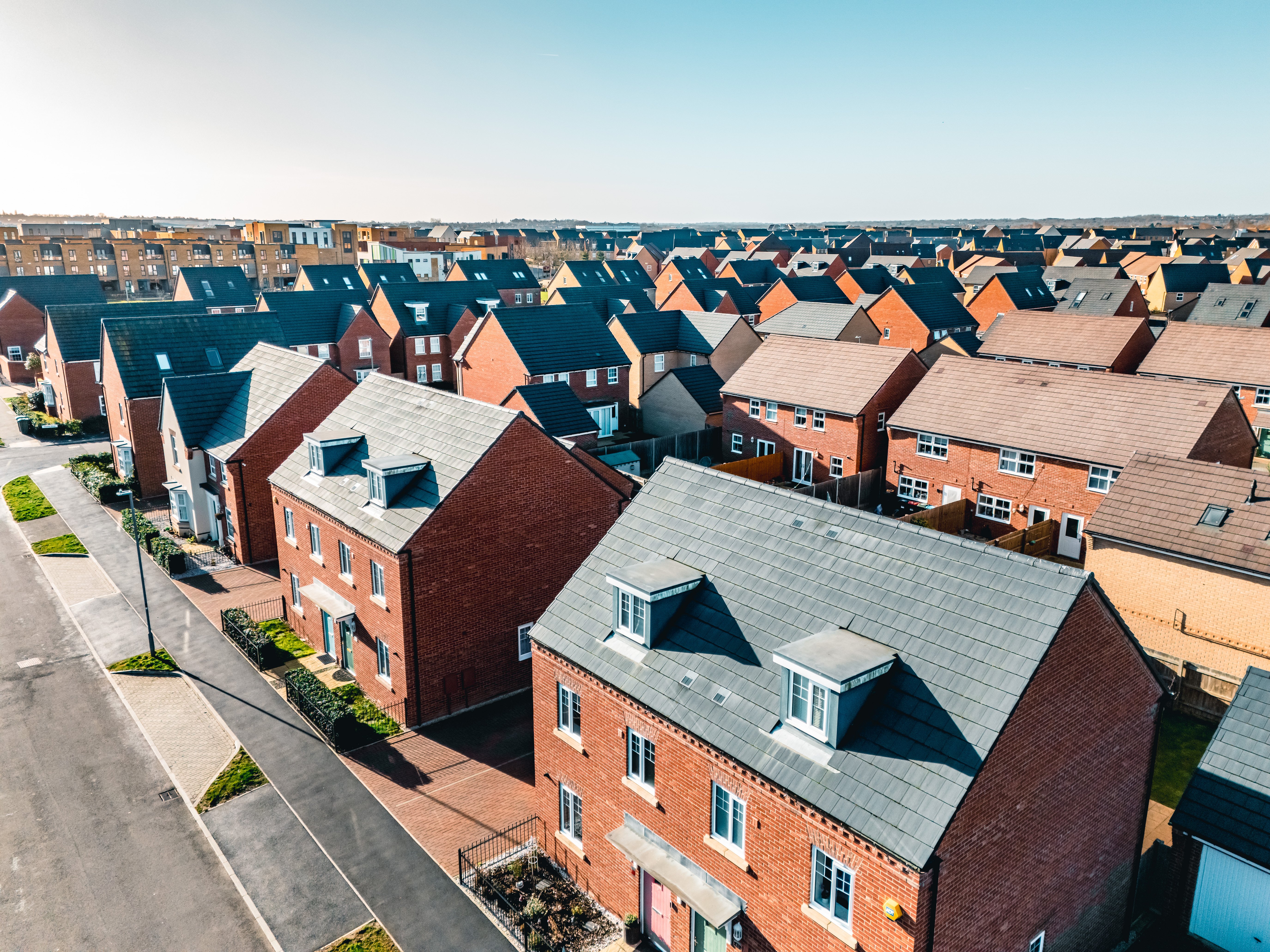 Row of houses from above