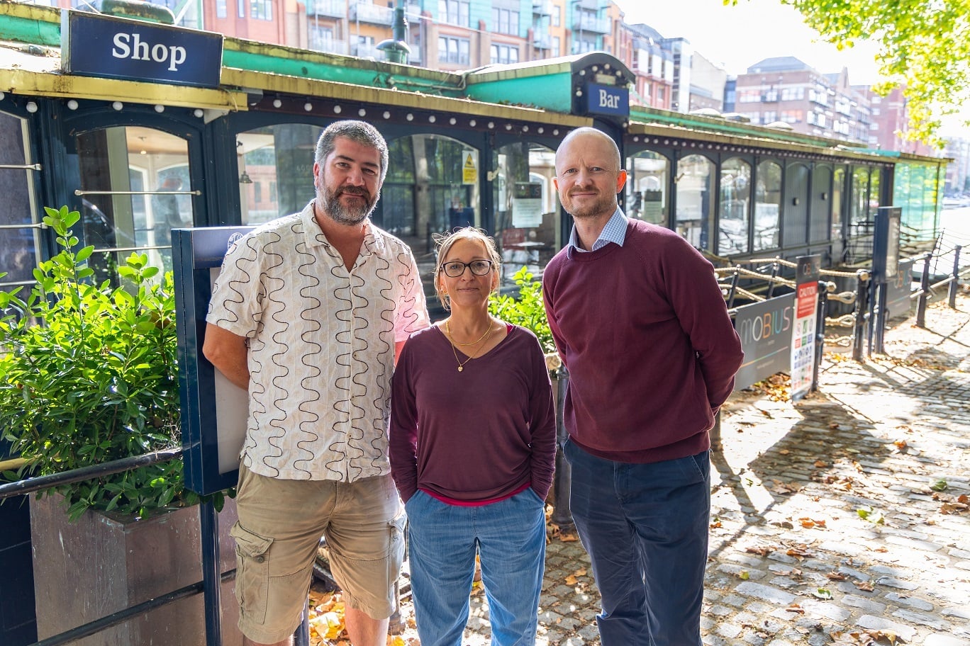  
People standing in front of Bristol Glassboat
