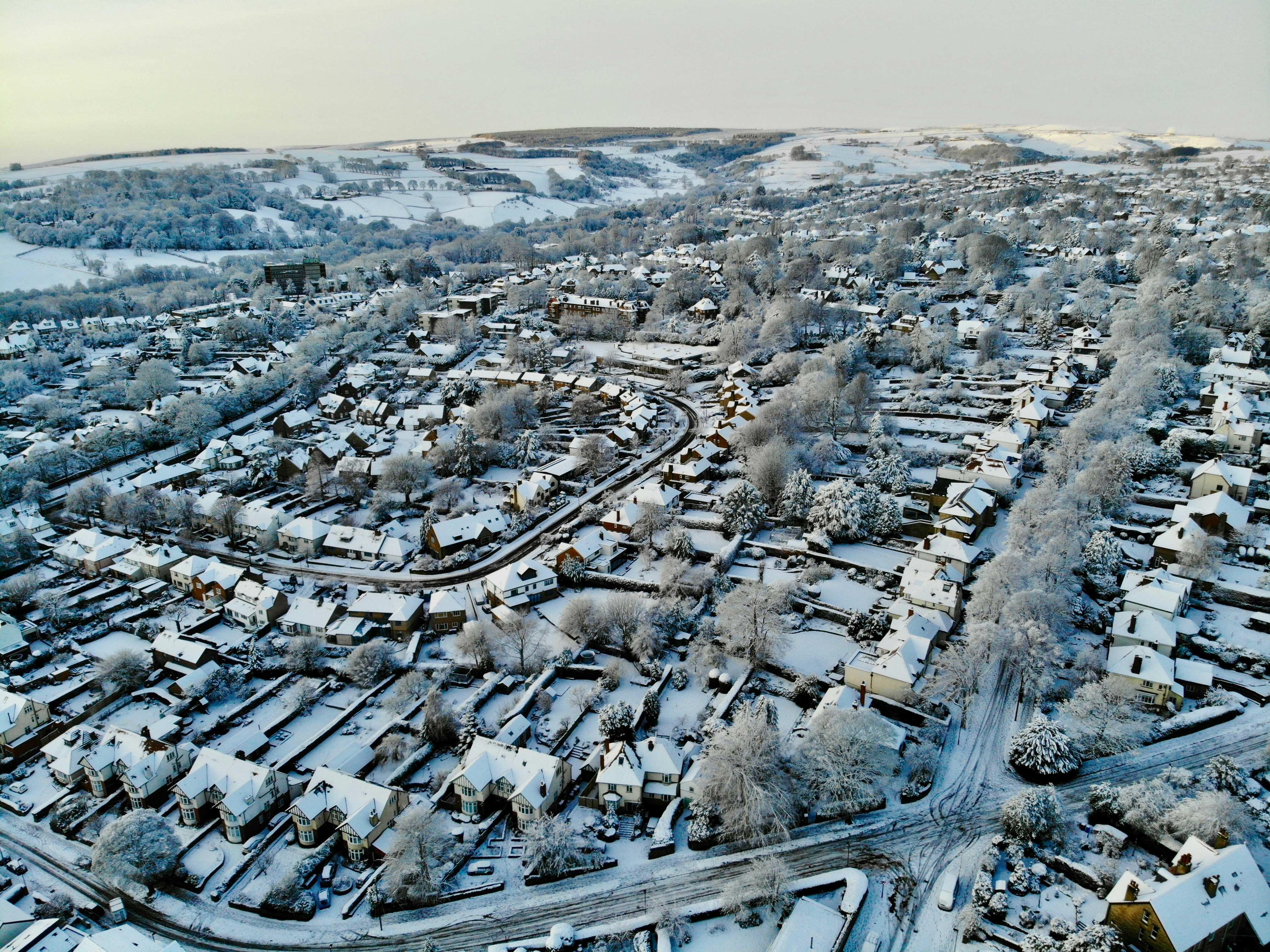 houses covered in snow