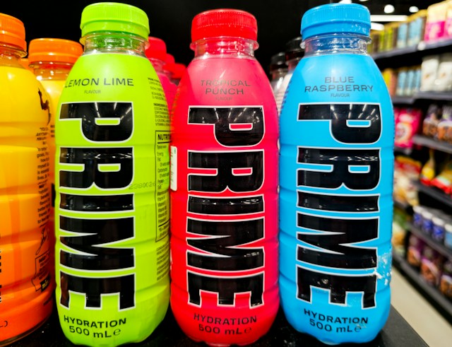  
three bottles of Prime drink
